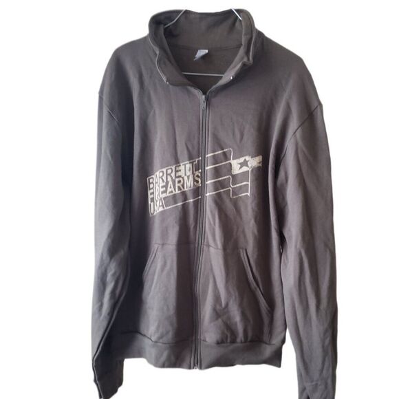 American Apparel Men's Olive Green Retro Barrett Firearms USA 1982 Zip Up Jacket - Picture 1 of 5